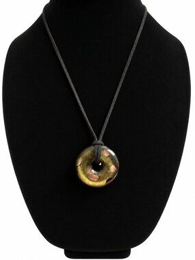 Garold C. Miller Friends Collection Fused Art Glass Donut Necklace NWT